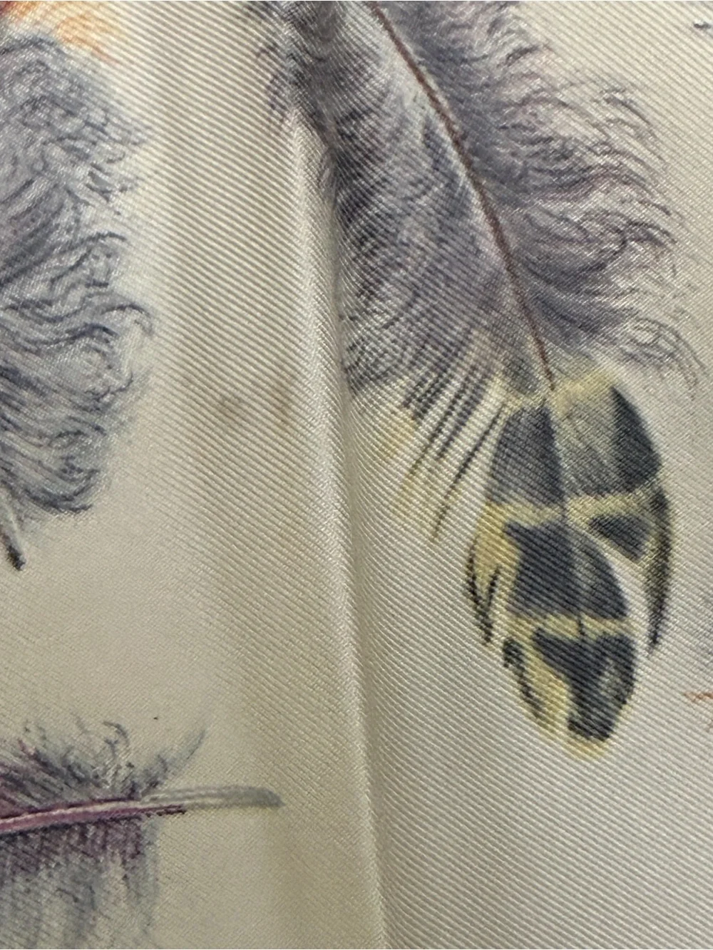 Hermes Multicolor Feather Print Silk Scarf - Blue Trim